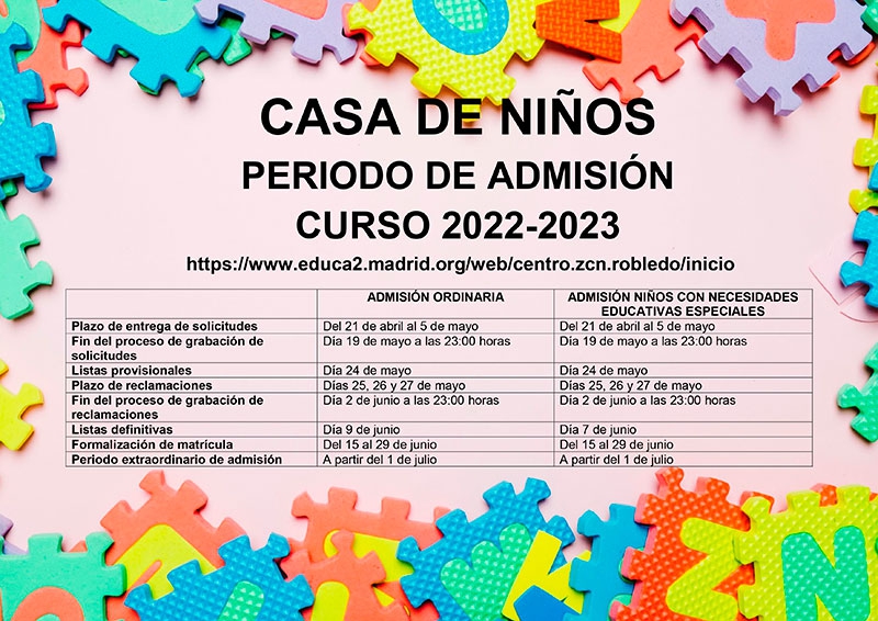 Zarzalejo | El Ayuntamiento abre el período de admisión en la Casa de Niños para el curso 2022-2023