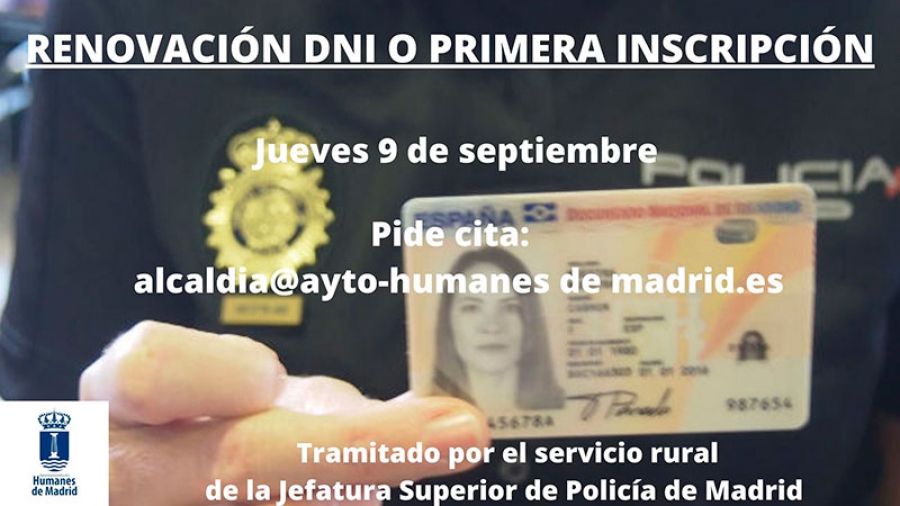 Humanes de Madrid | Una unidad móvil de DNI se desplazará a la localidad el jueves 9 de septiembre