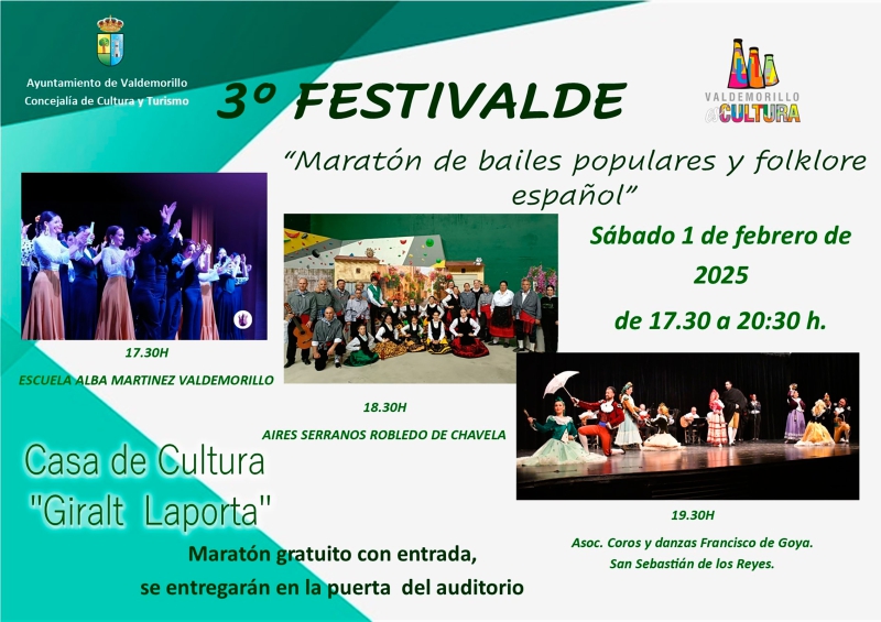 Valdemorillo | Valdemorillo celebra este sábado su tercer FESTIVALDE, Maratón de Bailes y Folklore Español