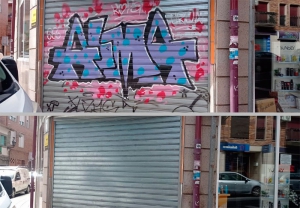 Galapagar | Más de 450 grafitis eliminados y el 90% de las calles del casco urbano baldeadas
