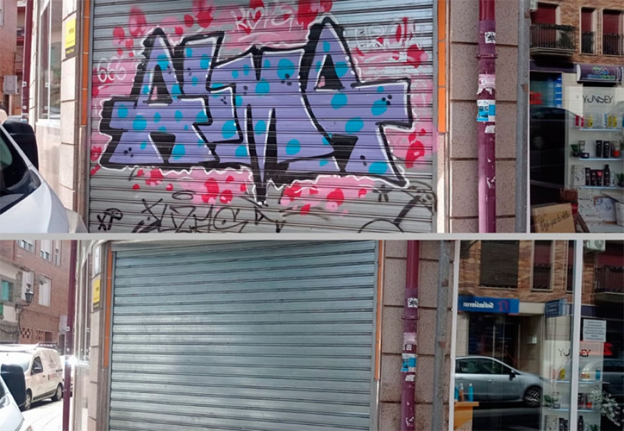 Galapagar | Más de 450 grafitis eliminados y el 90% de las calles del casco urbano baldeadas
