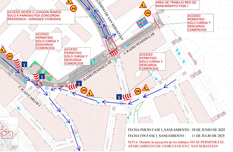 Boadilla del Monte | Modificado el acceso al parking de La Concordia por las obras de saneamiento en Camino de San Sebastián