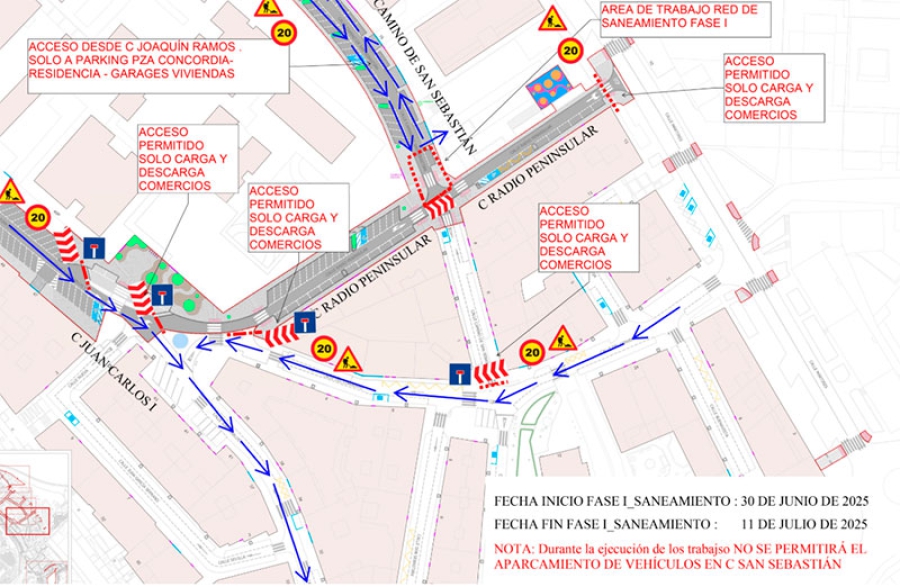 Boadilla del Monte | Modificado el acceso al parking de La Concordia por las obras de saneamiento en Camino de San Sebastián