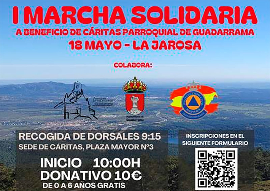 Guadarrama | Guadarrama acoge el sábado 18 de mayo la I Marcha Solidaria en favor de Cáritas Parroquial