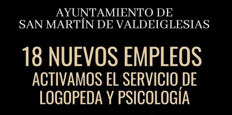 San Martín de Valdeiglesias | 18 nuevos empleos en el Ayuntamiento y servicios de Logopedia y Psicología gratuitos