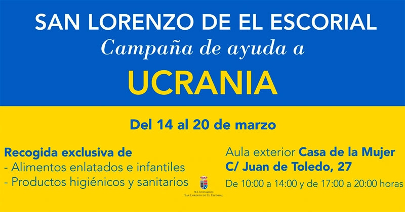 San Lorenzo de El Escorial | El Ayuntamiento pone en marcha una campaña de ayuda humanitaria para el pueblo de Ucrania