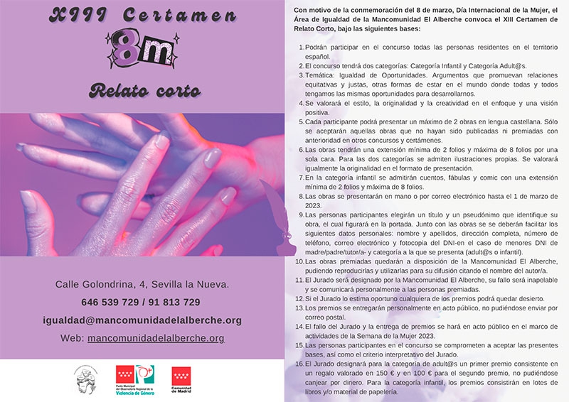 Villamanta | XIII Certamen de Relato Corto «Día Internacional de la Mujer»