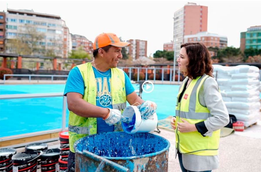 INSTITUCIONAL | Díaz Ayuso conoce la remodelación del Parque de Santander, lista para finales de mayo con el doble de espacio para el deporte y 55.000 m2 de zonas verdes