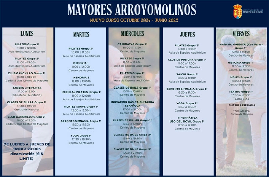 Arroyomolinos | Arroyomolinos abre el plazo de solicitudes para las actividades del Centro de Mayores