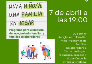 Valdemorillo | El próximo 7 de abril, charla informativa sobre acogimiento familiar y familias colaboradoras