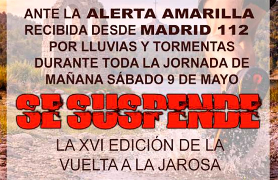 Guadarrama | Suspendida la XVI edición de la Vuelta a La Jarosa por la alerta amarilla de tormentas