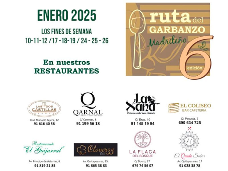 Villaviciosa de Odón | Once restaurantes de Villaviciosa de Odón participan en la 6ª Ruta del Garbanzo