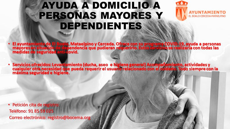 El Boalo, Cerceda, Mataelpino | Programa de Ayuda a Domicilio destinado a personas mayores o dependientes