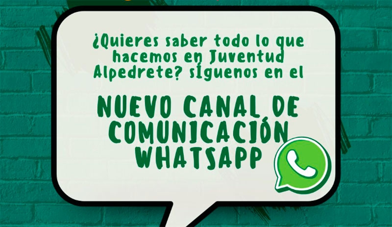 Alpedrete | El área de Juventud lanza el nuevo canal de WhatsApp para no perderse ninguna actividad