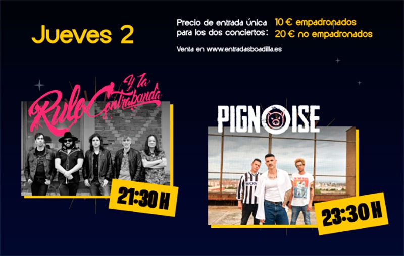 Boadilla del Monte | Pignoise, Rulo y la Contrabanda, Marlon y Modestia Aparte, platos fuertes de los conciertos de fiestas