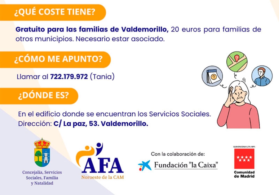 Valdemorillo | Nuevo grupo de ayuda mutua en Valdemorillo para familiares y cuidadores de personas con Alzheimer y otras demencias